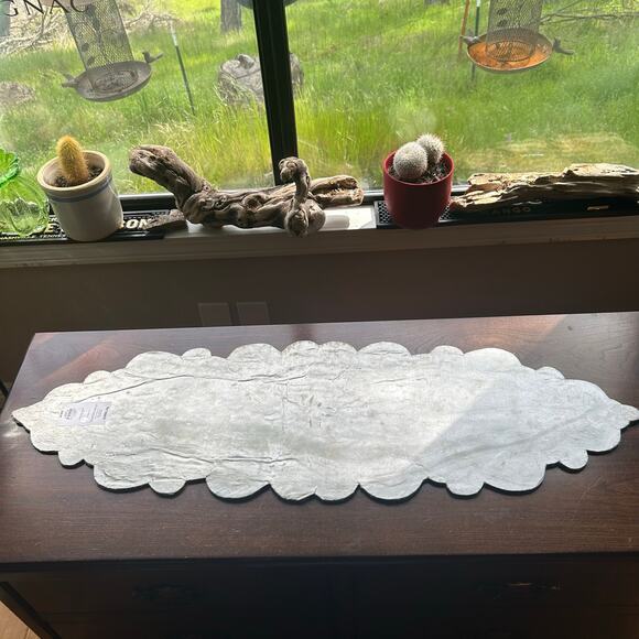 Pier 1 Hand Beaded Table Runner White Silver Luxury Tableware 12x39” - Picture 11 of 16